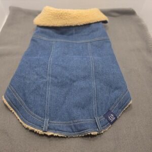 New GAP Denim & Sherpa Dog Coat Reversible Size Large Dog Vest.  J